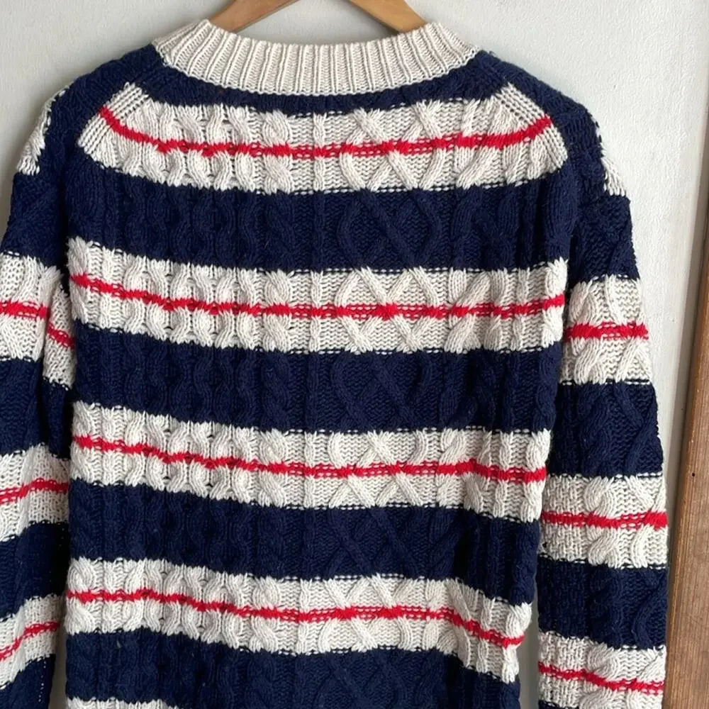 J.Crew Gabby Stripe Cable Knit Wool Tunic Sweater